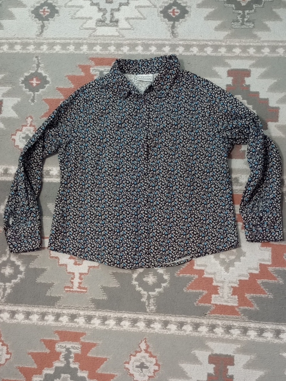 Vintage Basic Editions 90s floral corduroy button down long sleeve women's